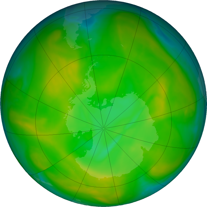 Antarctic ozone map for 24 November 2019